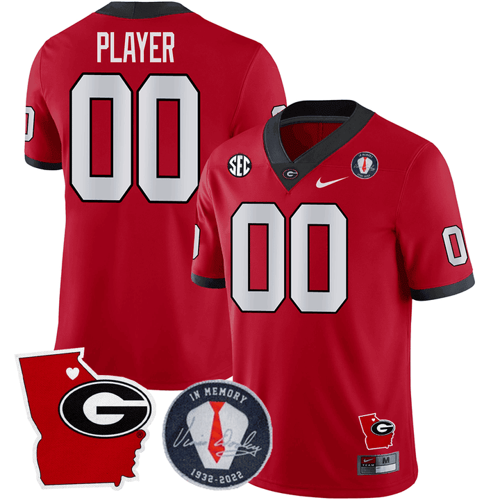 GB 2024 Vince Dooley Patch & Georgia State Map Custom Jersey
