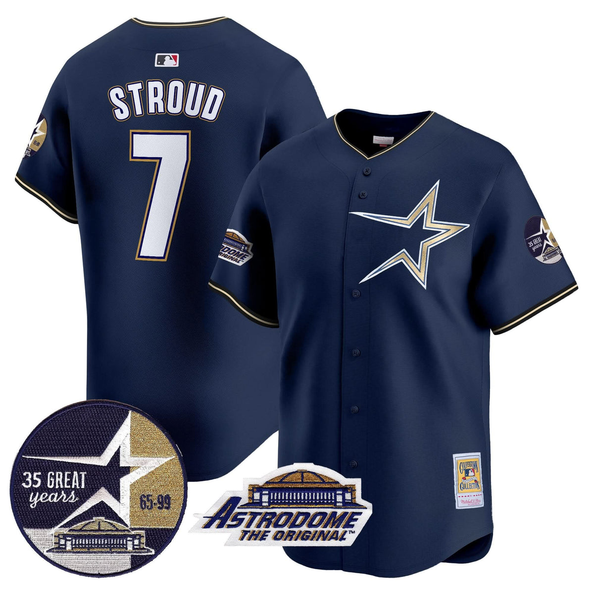 HA 1999 Throwback 35th & Astrodome Patch Vapor Premier Limited Jersey - Stitched