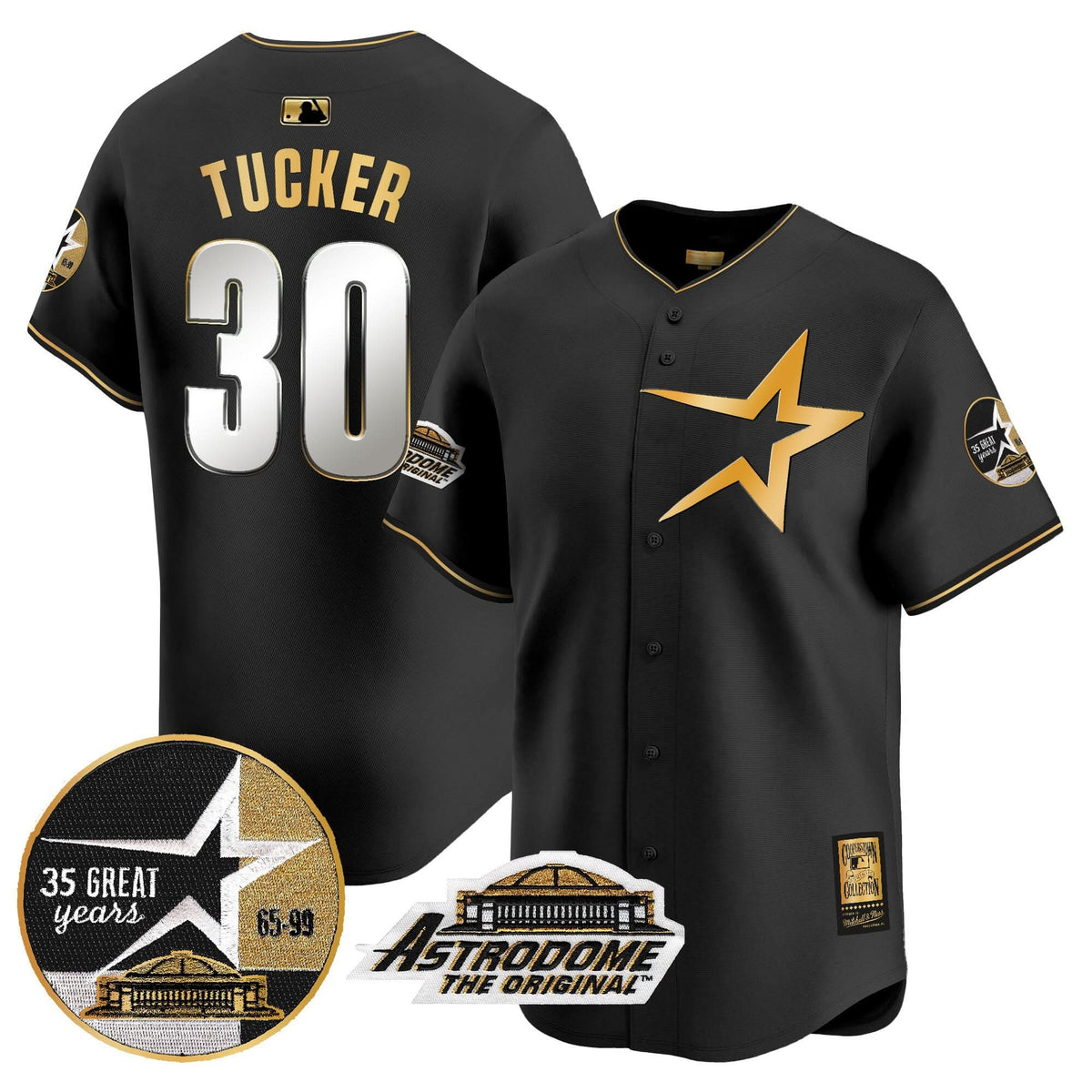 HA 1999 Throwback 35th & Astrodome Patch Vapor Premier Limited Jersey - Stitched