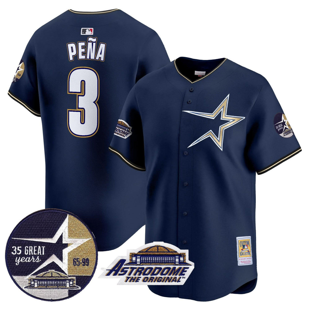 HA 1999 Throwback 35th & Astrodome Patch Vapor Premier Limited Jersey - Stitched