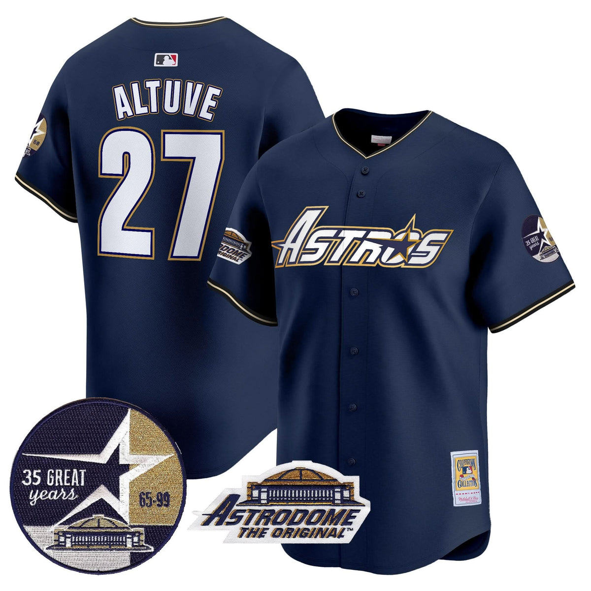 HA 1999 Throwback 35th & Astrodome Patch Vapor Premier Limited Jersey V3 - Stitched