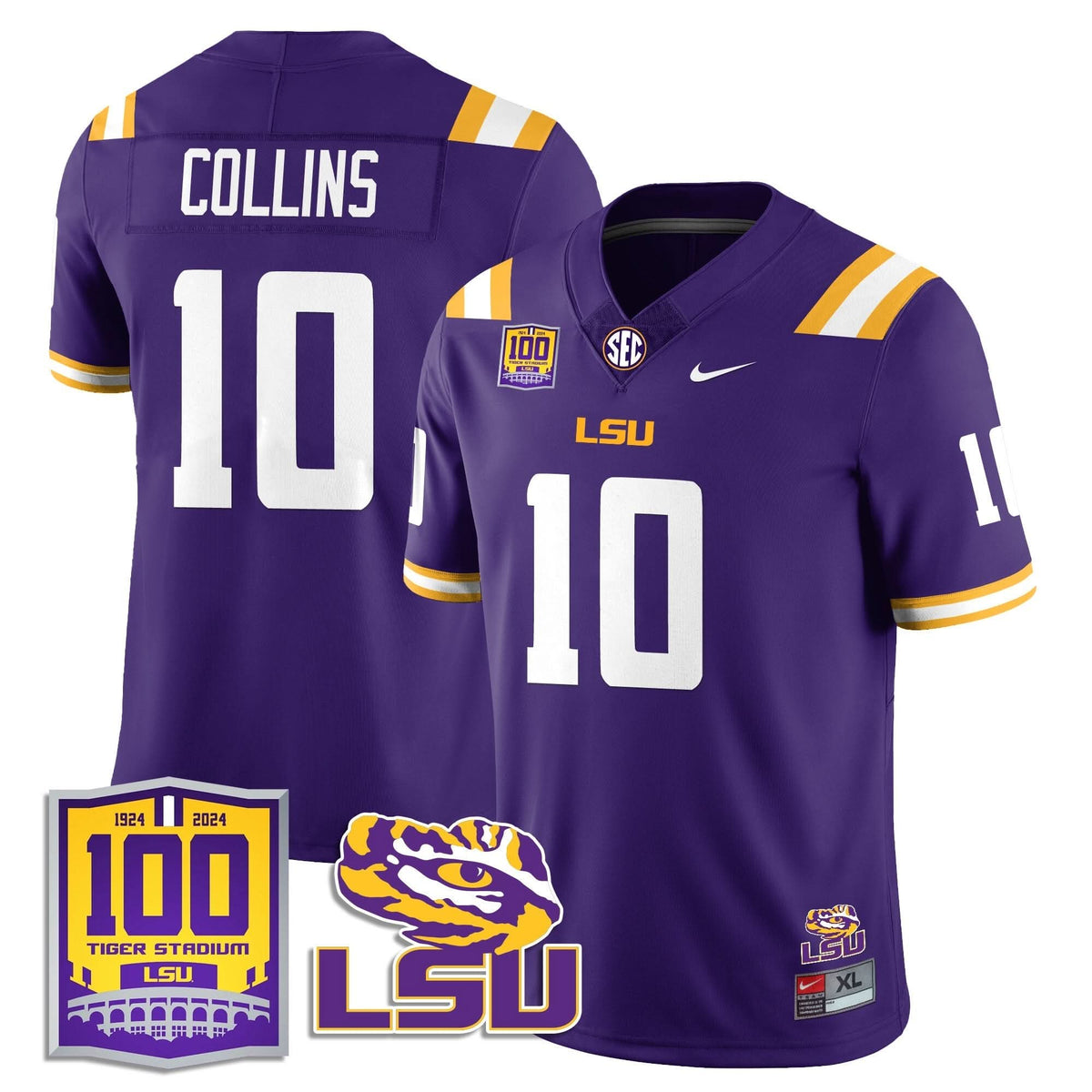 LSU Football 2024 Vapor Jersey - 100th Tigers Stadium