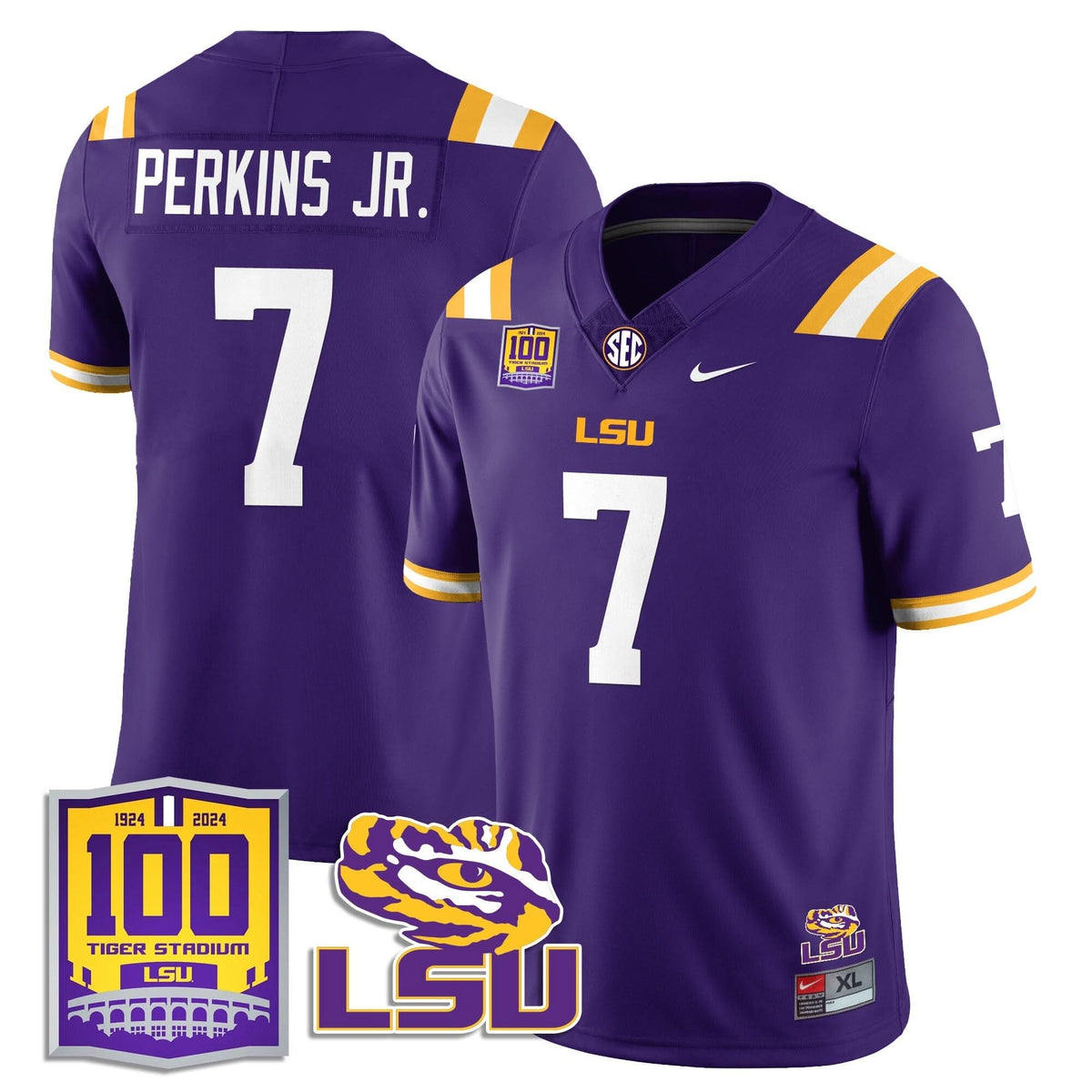 LSU Football 2024 Vapor Jersey - 100th Tigers Stadium
