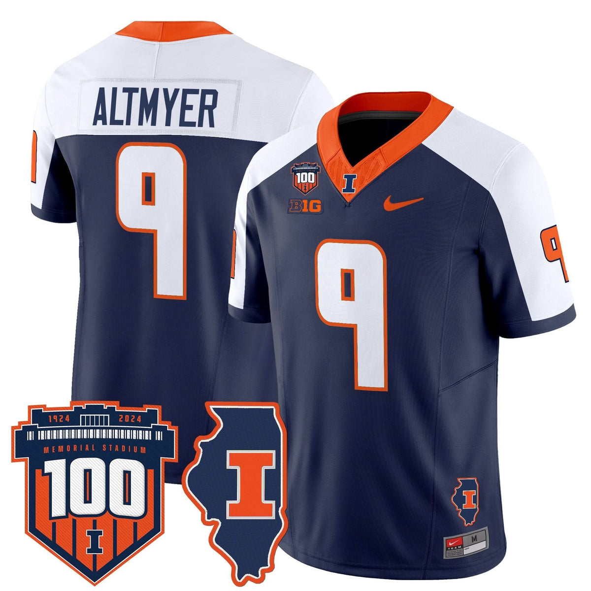 ILL 100th Memorial Stadium Patch Vapor Limited Jersey