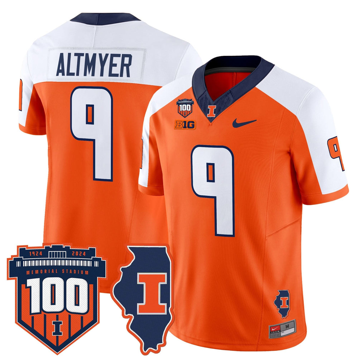 ILL 100th Memorial Stadium Patch Vapor Limited Jersey
