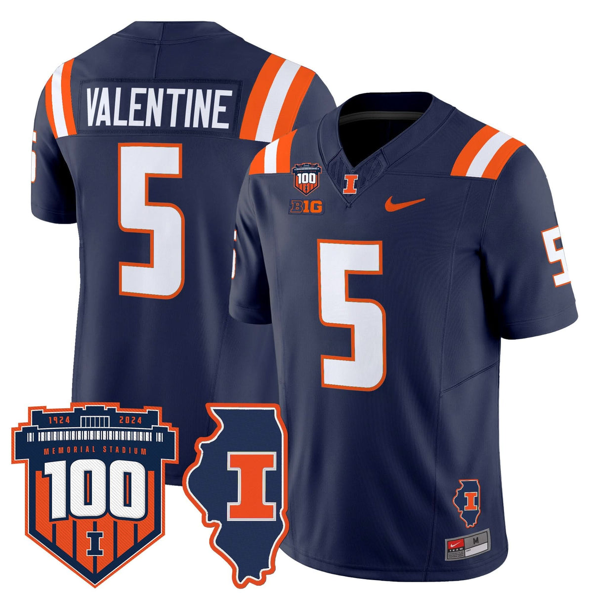 ILL 100th Memorial Stadium Patch Vapor Limited Jersey