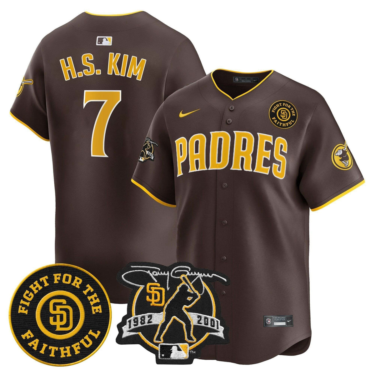 SDP Tony Gwynn & Faithful Patch Vapor Premier Limited Jersey – Stitched