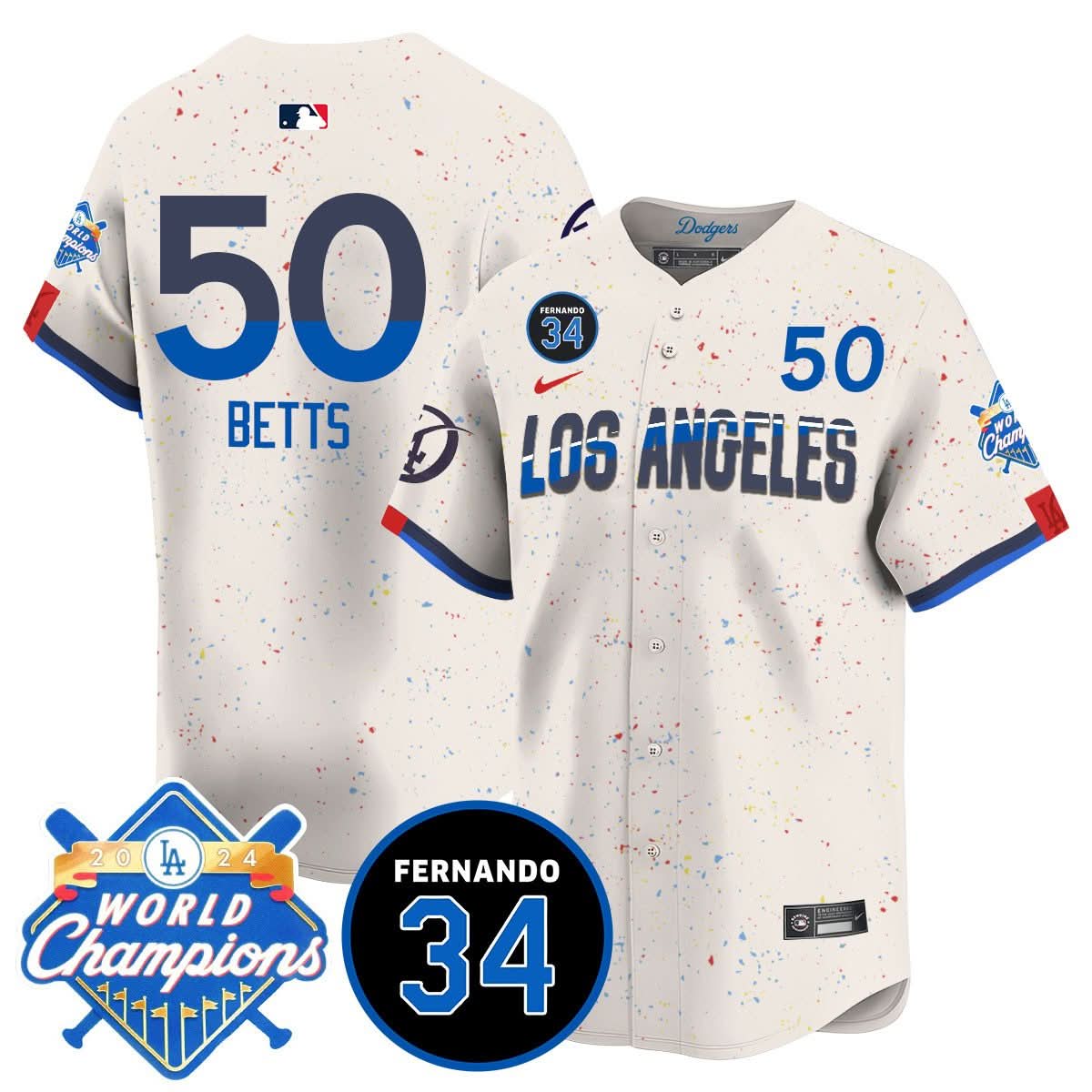 LA LAD - World Series Champions 2024/Fernando Valenzuela Memorial Jersey - Stitched