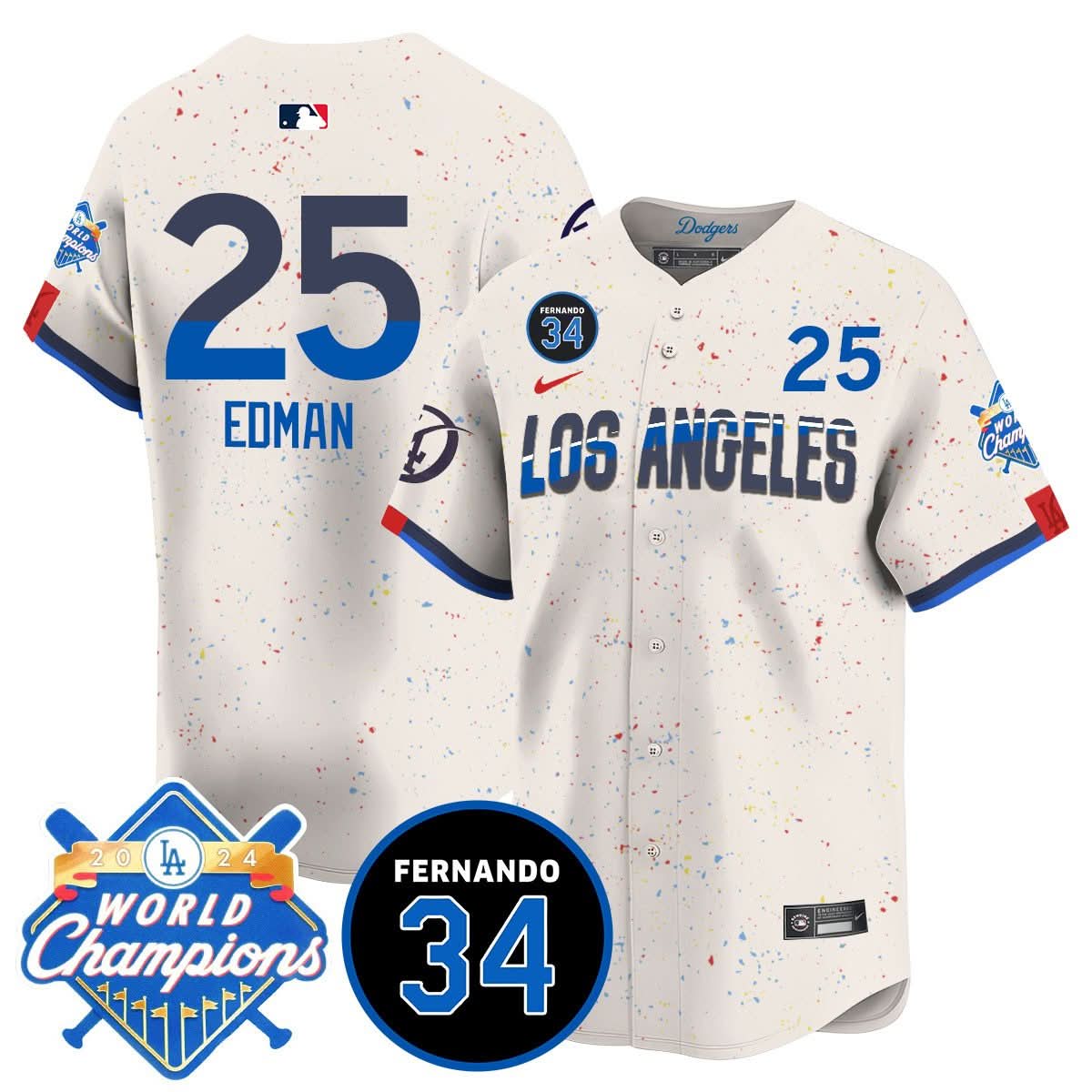 LA LAD - World Series Champions 2024/Fernando Valenzuela Memorial Jersey - Stitched
