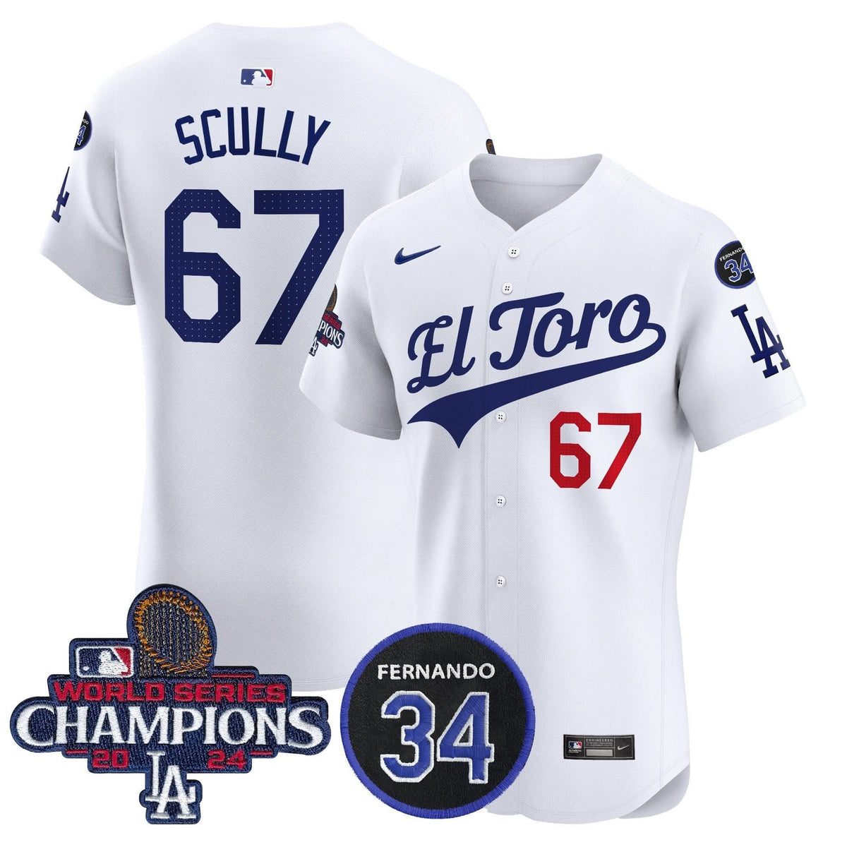 LAD El Toro 2024 World Series Champions Patch Vapor Premier Elite Jersey - Stitched