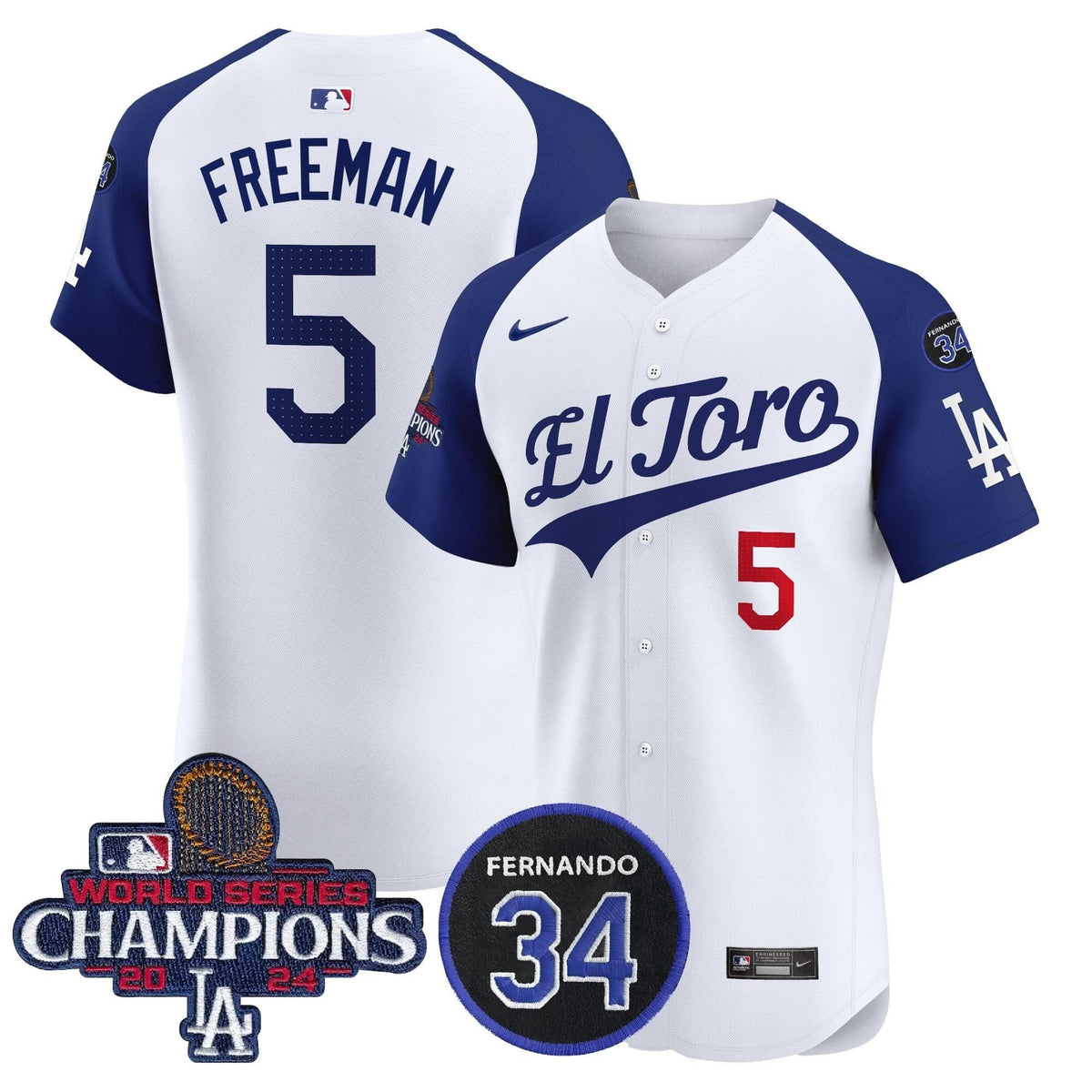 LAD El Toro 2024 World Series Champions Patch Vapor Premier Elite Jersey - Stitched