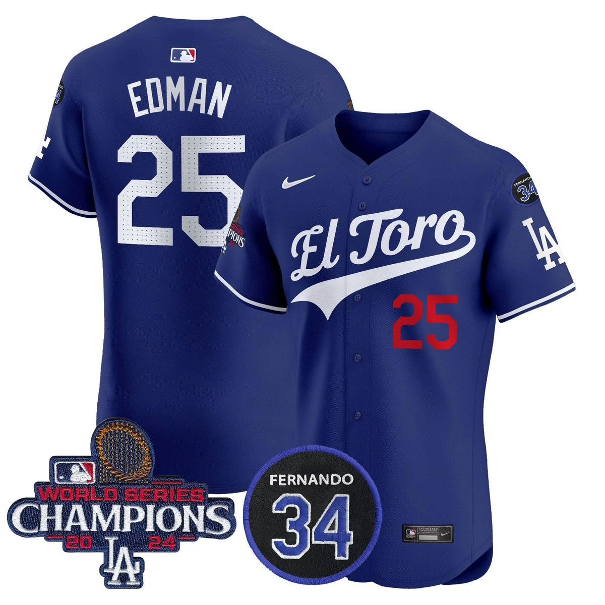 LAD El Toro 2024 World Series Champions Patch Vapor Premier Elite Jersey - Stitched