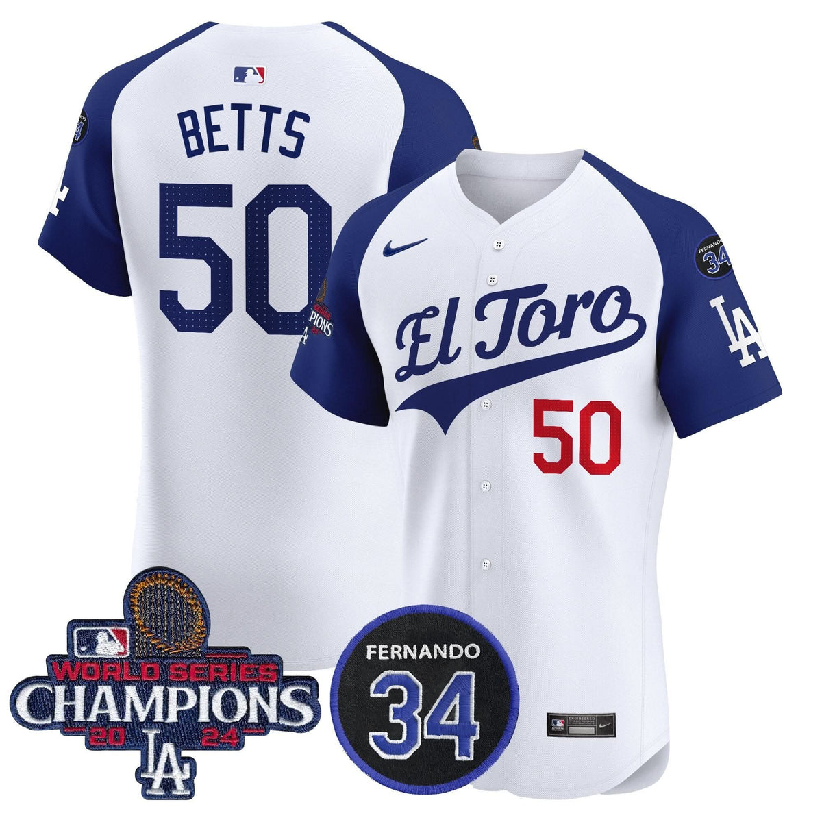 LAD El Toro 2024 World Series Champions Patch Vapor Premier Elite Jersey - Stitched