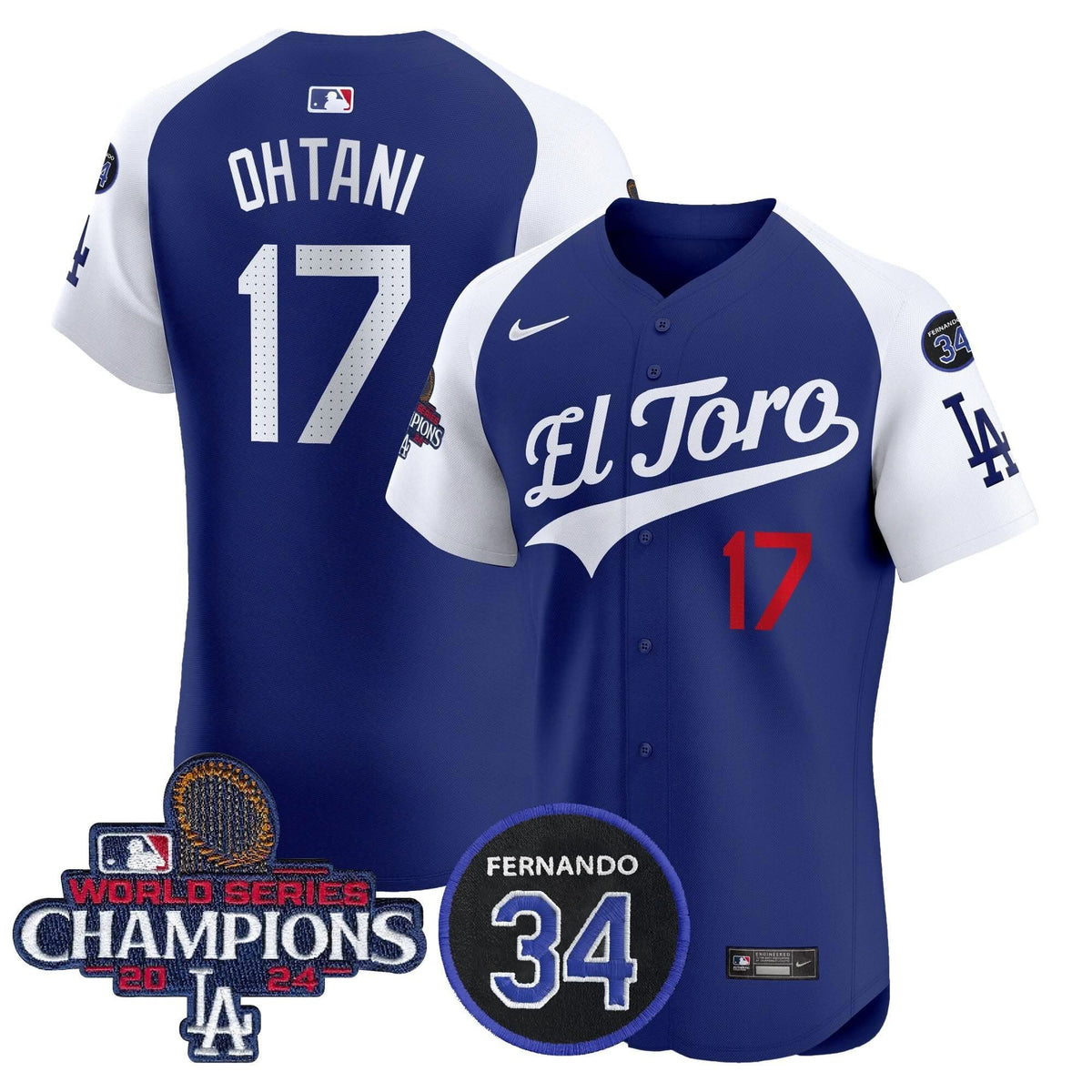 LAD El Toro 2024 World Series Champions Patch Vapor Premier Elite Jersey - Stitched
