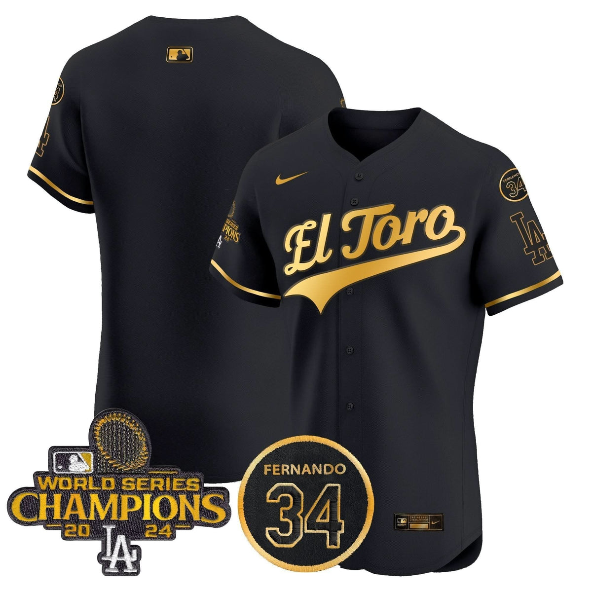 LAD El Toro 2024 World Series Champions Patch Vapor Premier Elite Jersey - Stitched