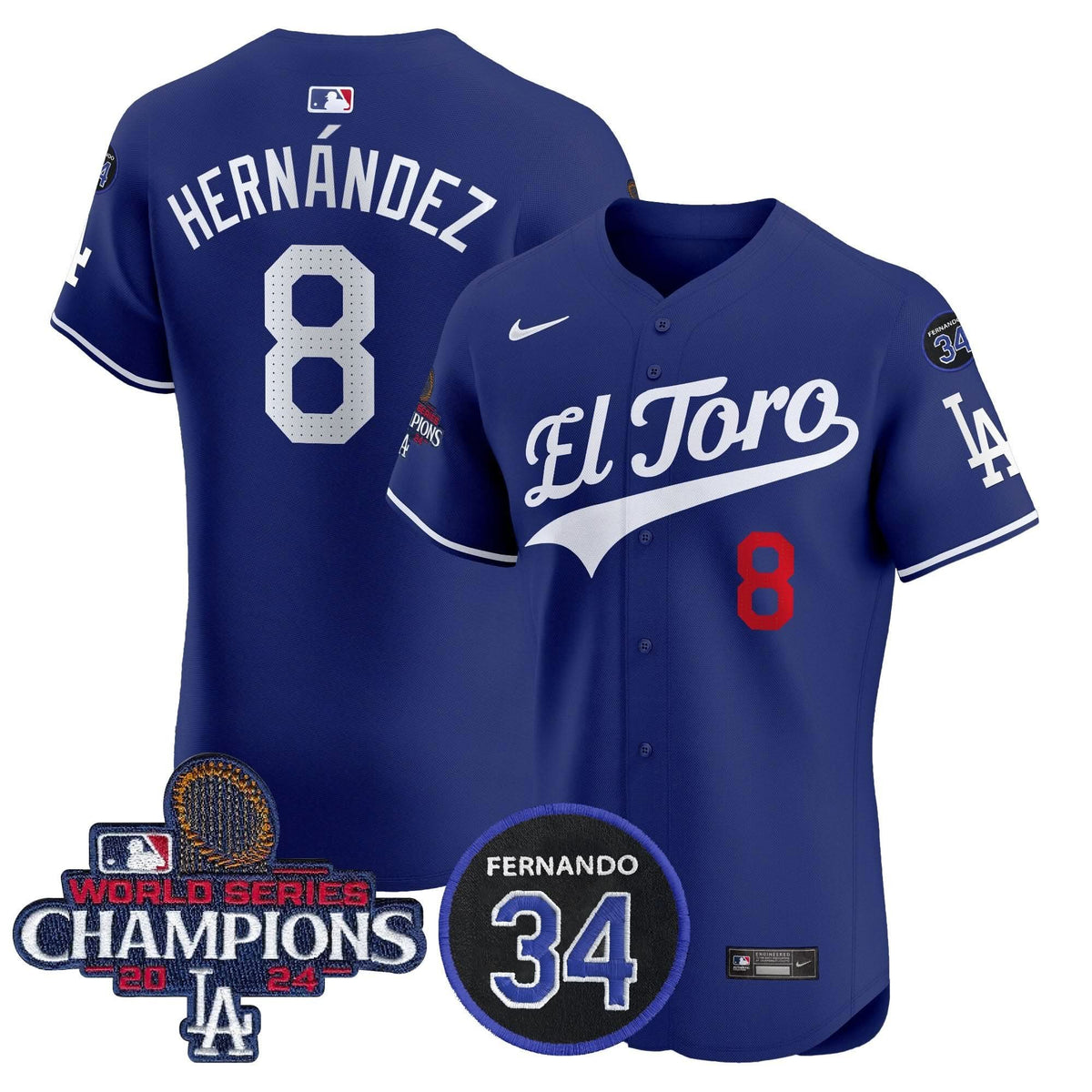 LAD El Toro 2024 World Series Champions Patch Vapor Premier Elite Jersey - Stitched