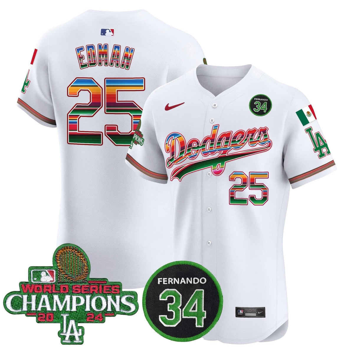 LAD Mexico 2024 World Series Champions Vapor Premier Elite Jersey V2 - Stitched