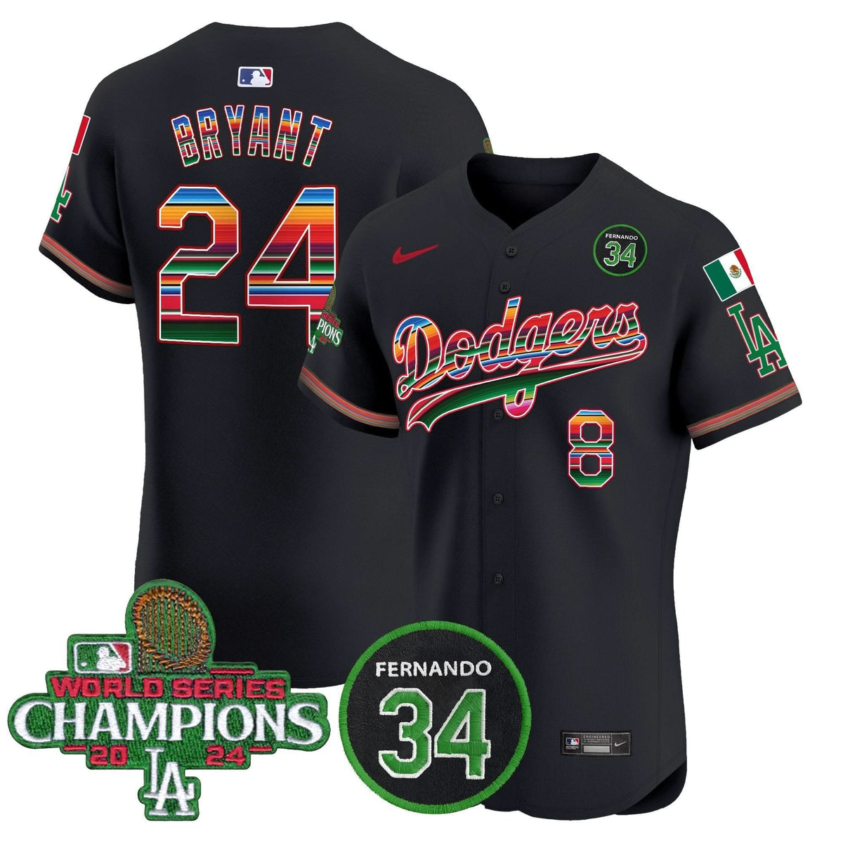 LAD Mexico 2024 World Series Champions Vapor Premier Elite Jersey V2 - Stitched