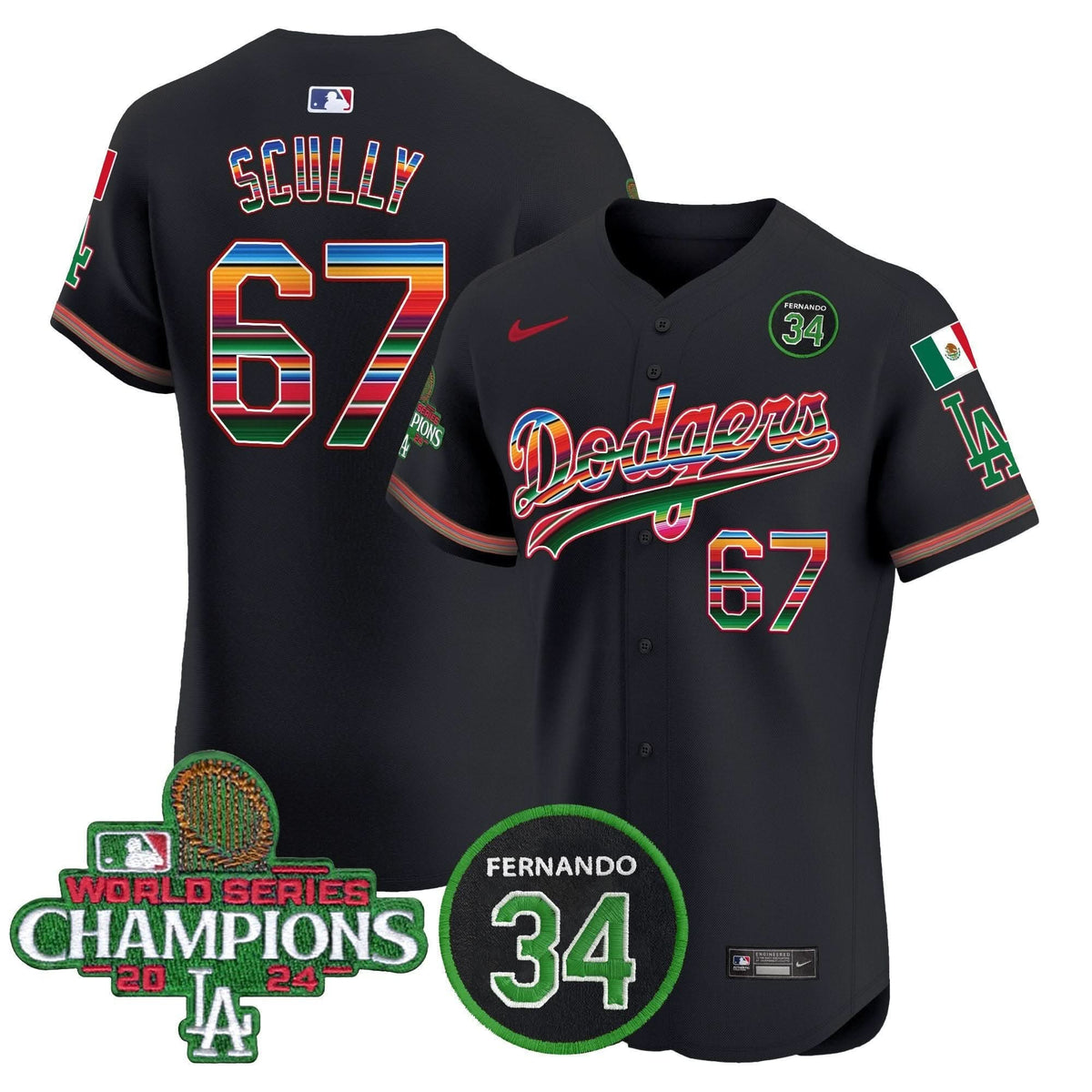 LAD Mexico 2024 World Series Champions Vapor Premier Elite Jersey V2 - Stitched