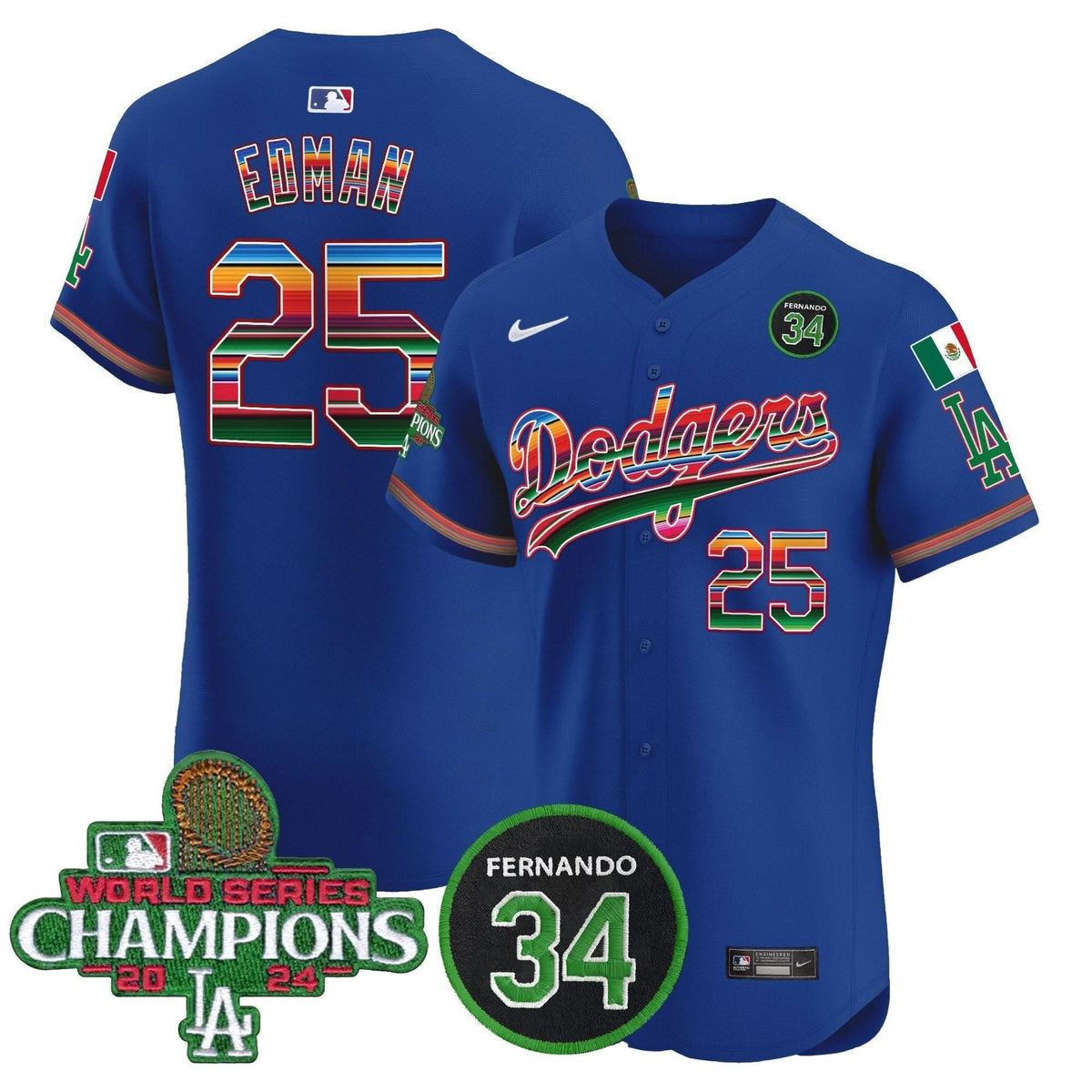 LAD Mexico 2024 World Series Champions Vapor Premier Elite Jersey V2 - Stitched