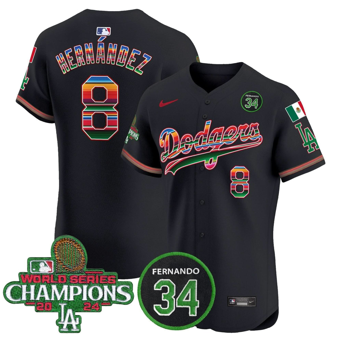 LAD Mexico 2024 World Series Champions Vapor Premier Elite Jersey V2 - Stitched