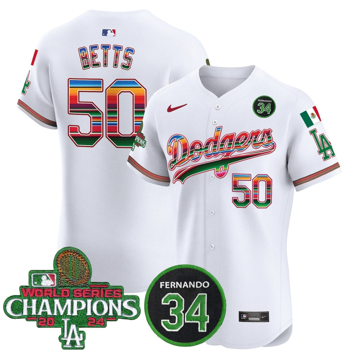LAD Mexico 2024 World Series Champions Vapor Premier Elite Jersey V2 - Stitched