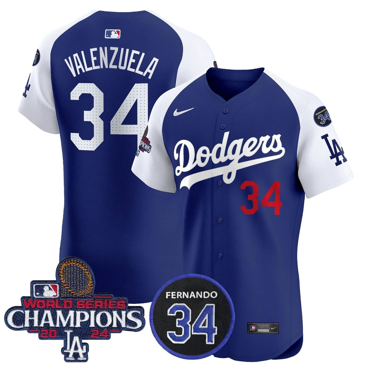 LAD 2024 World Series Champions Patch Vapor Premier Elite Jersey V2 - Stitched