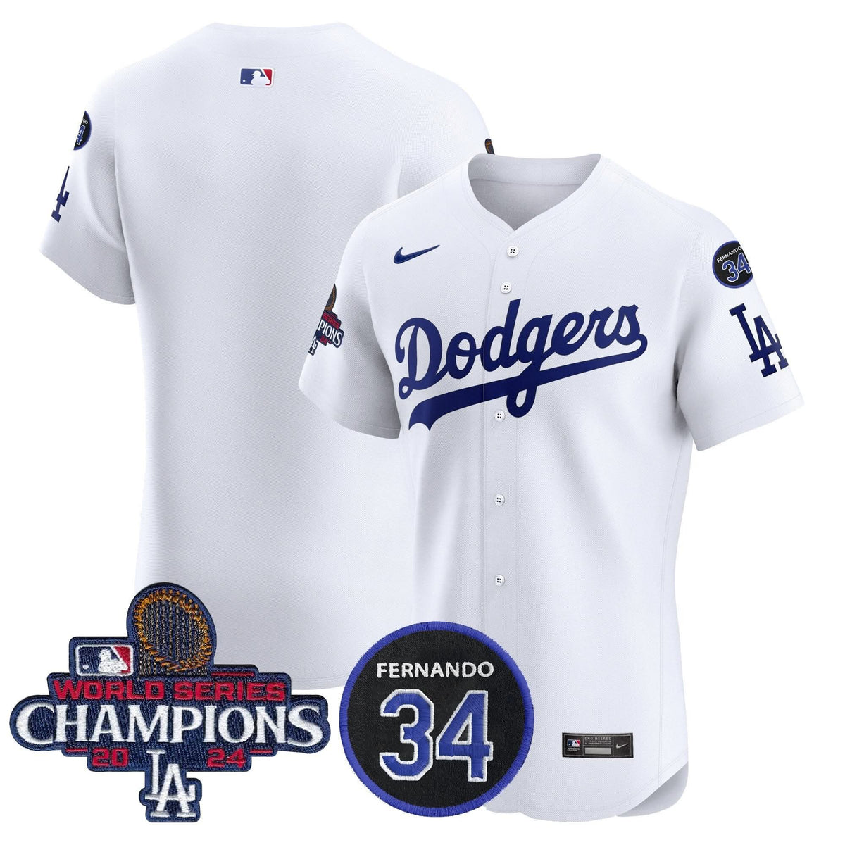 LAD 2024 World Series Champions Patch Vapor Premier Elite Jersey V2 - Stitched