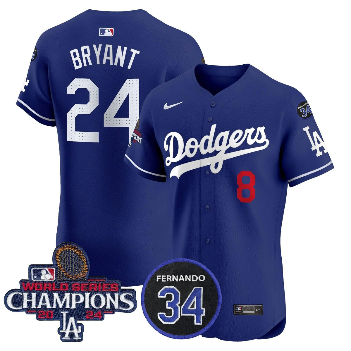LAD 2024 World Series Champions Patch Vapor Premier Elite Jersey V2 - Stitched