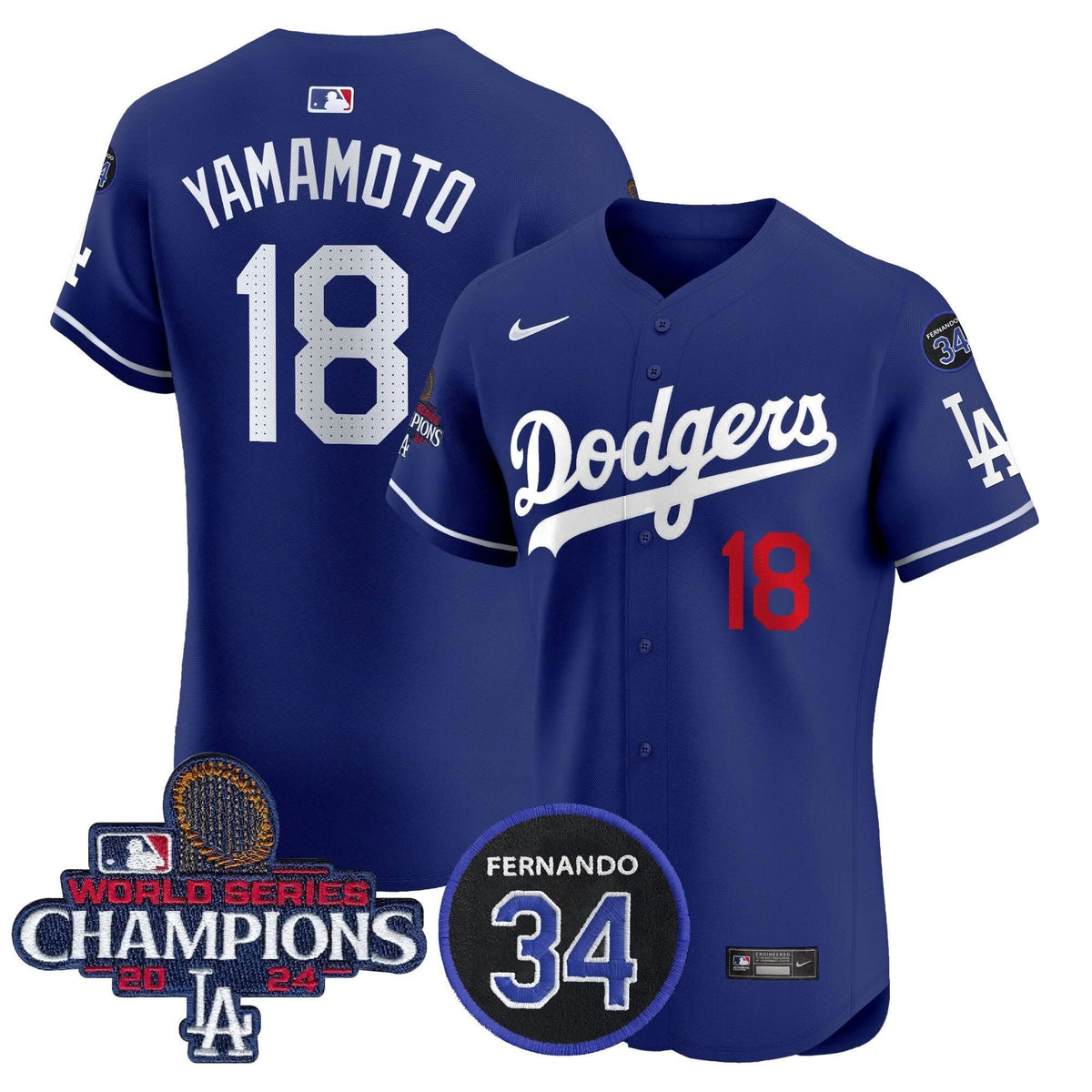 LAD 2024 World Series Champions Patch Vapor Premier Elite Jersey V2 - Stitched