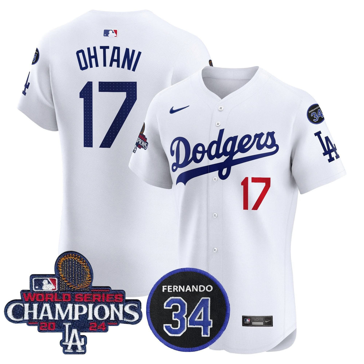 LAD 2024 World Series Champions Patch Vapor Premier Elite Jersey V2 - Stitched
