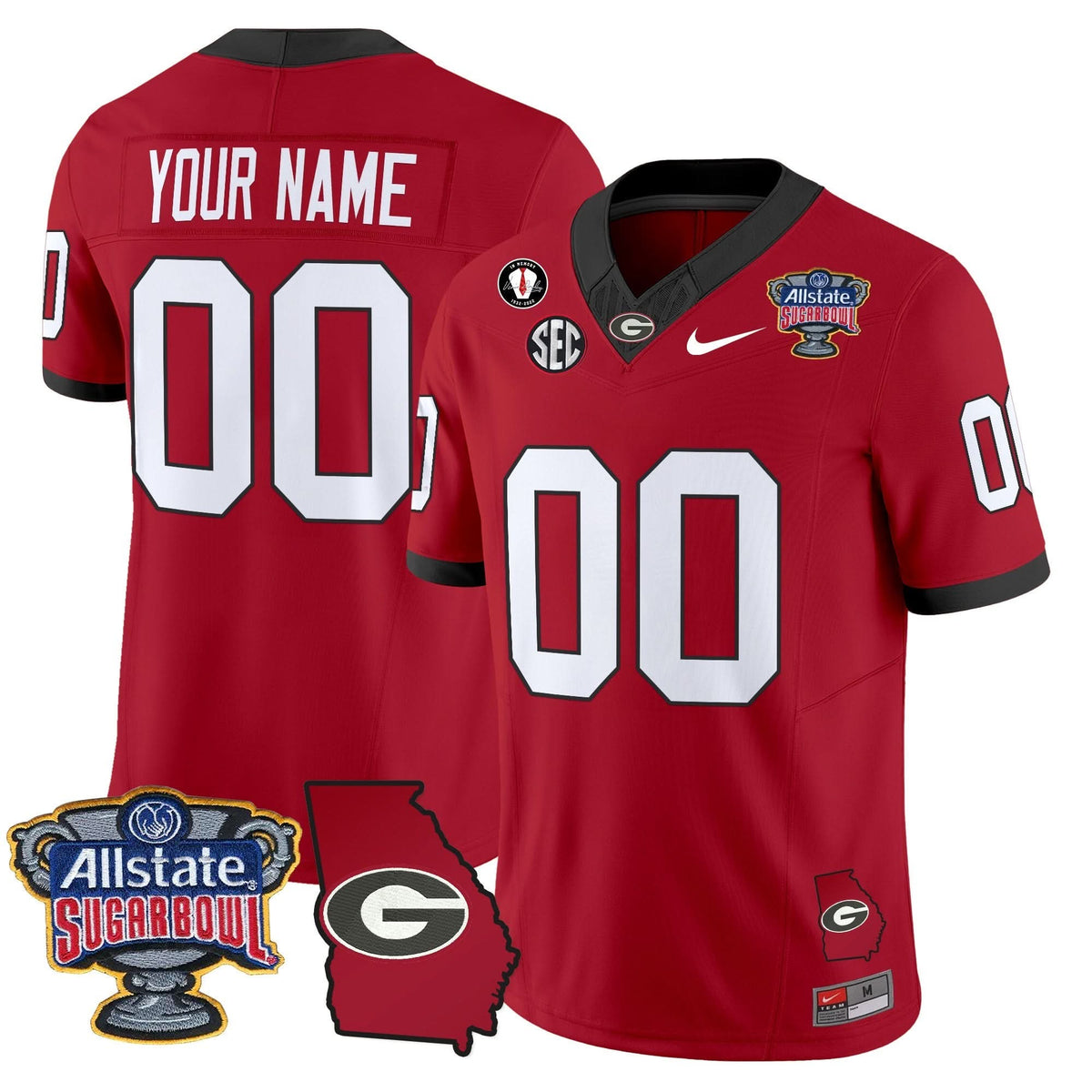 GB 2025 Sugar Bowl & Georgia Map Patch Vapor Limited Custom Jersey