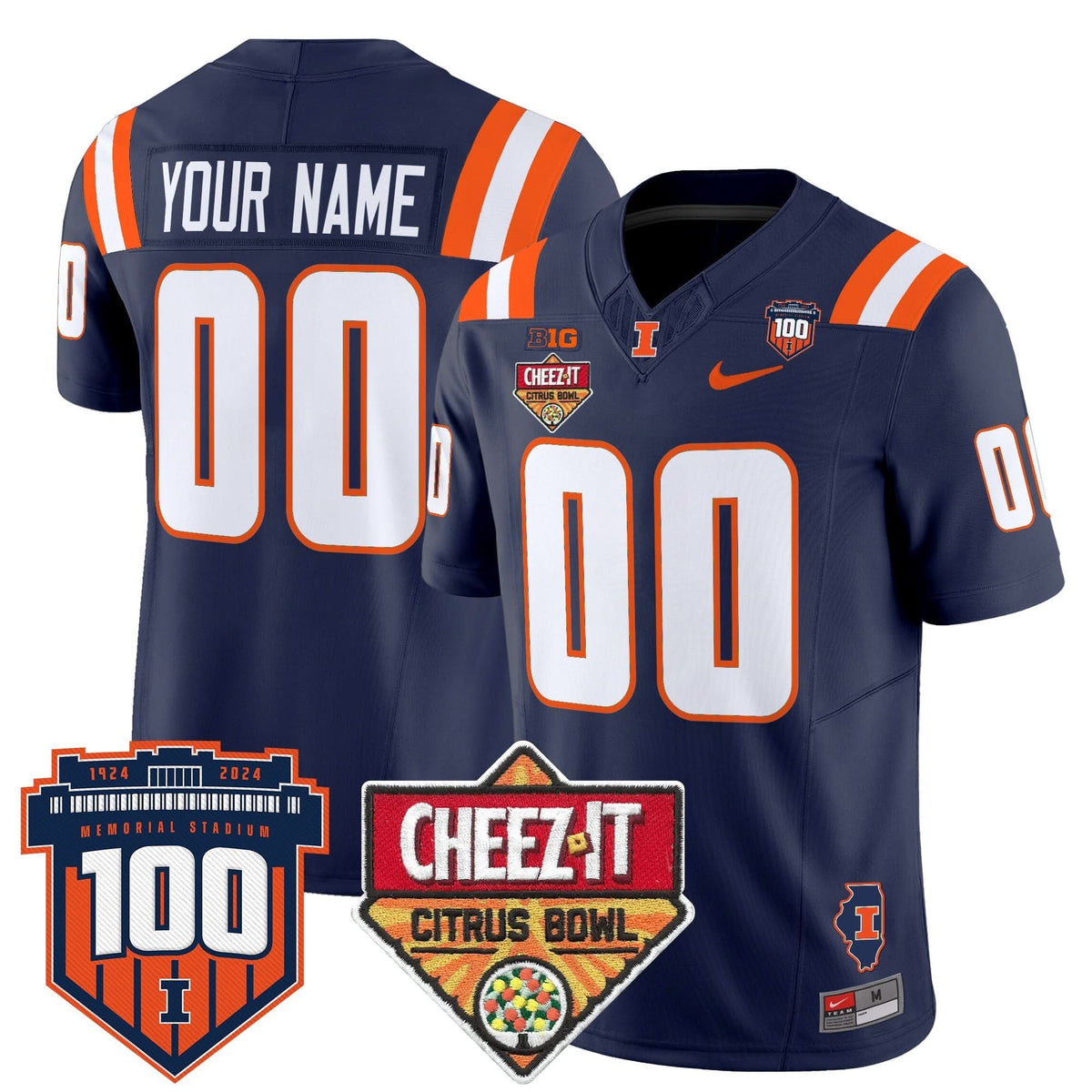 ILL 2025 Cheez-It Citrus Bowl Patch Vapor Limited Custom Jersey