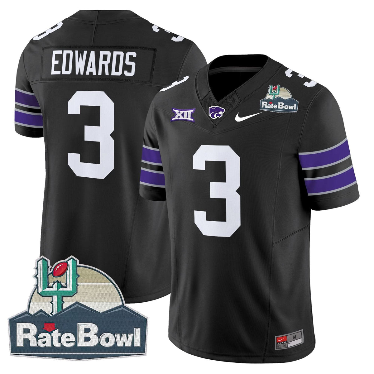 Kansas State Wildcats 2025 Rate Bowl Patch Vapor Limited Jersey