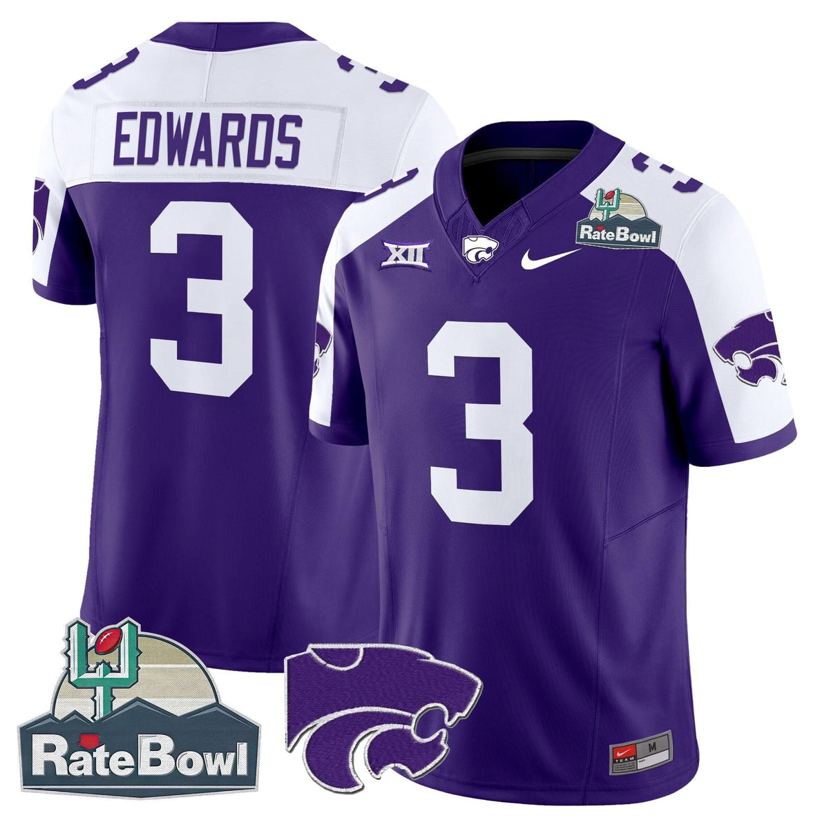 Kansas State Wildcats 2025 Rate Bowl Patch Vapor Limited Jersey