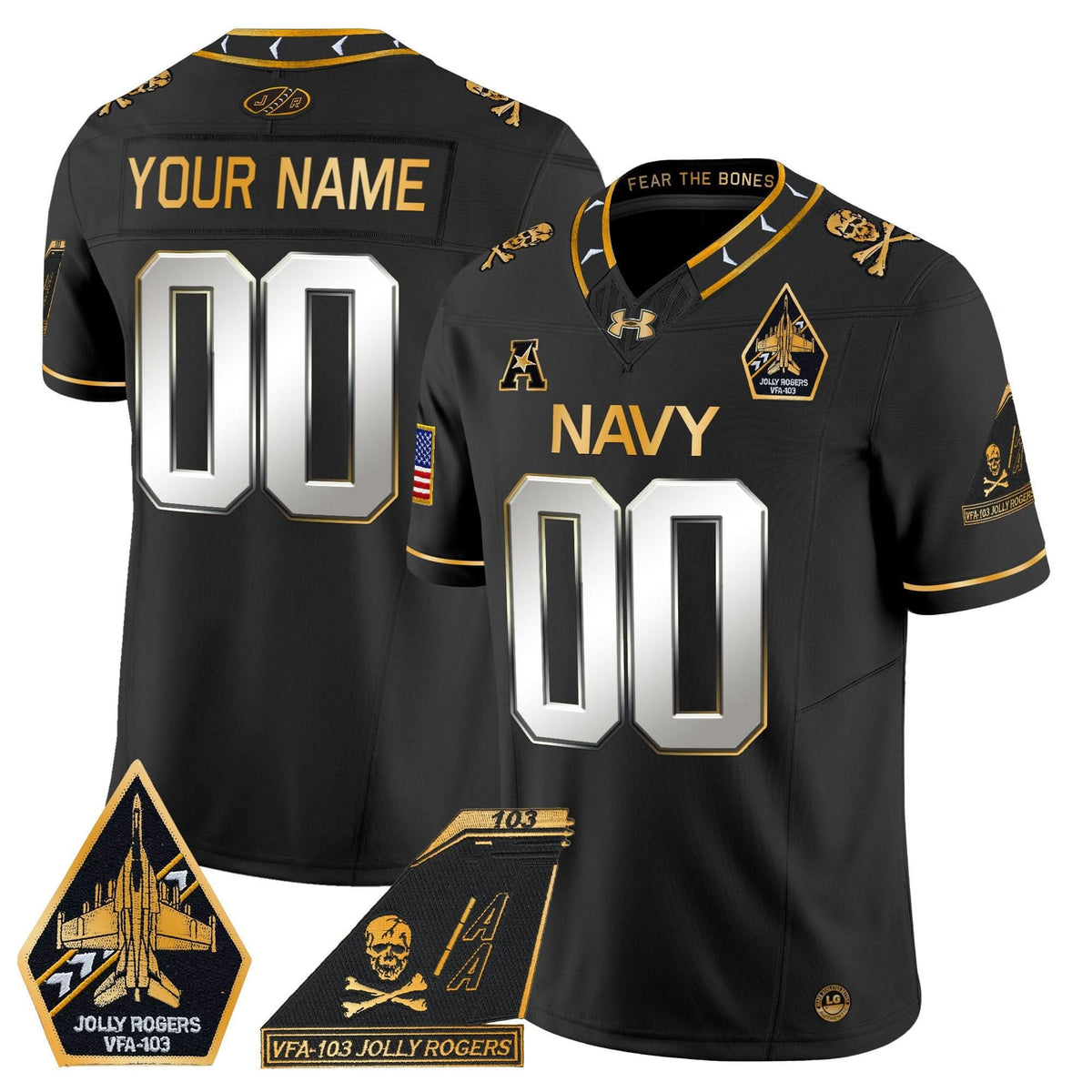 NM 2024 Jolly Rogers Patch Gold Vapor Limited Custom Jersey