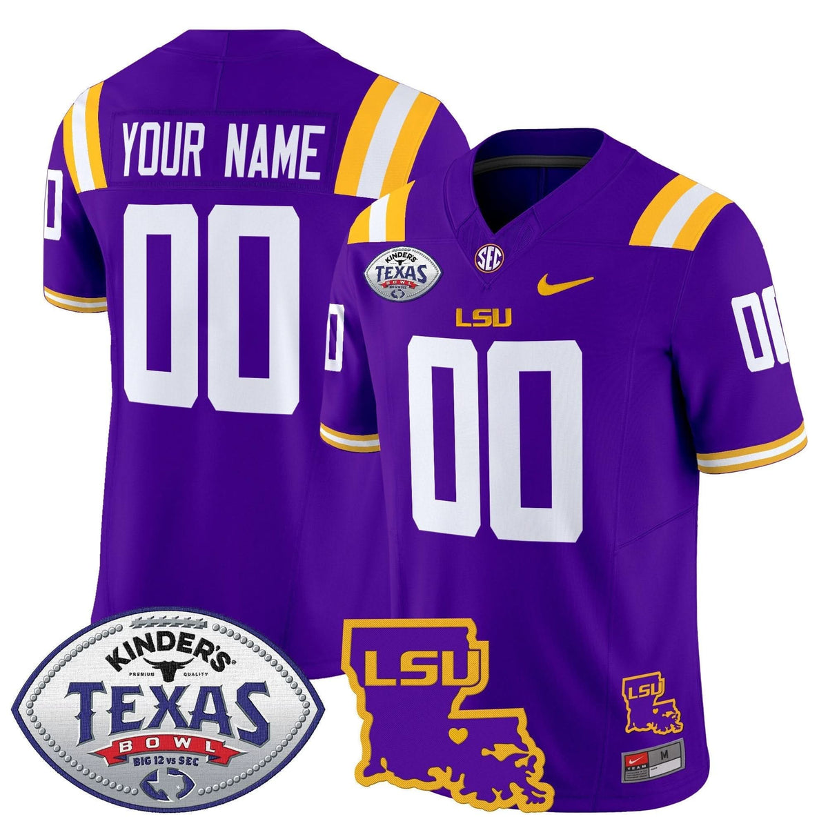 LSU 2024 Texas Bowl Patch Vapor Limited Custom Jersey