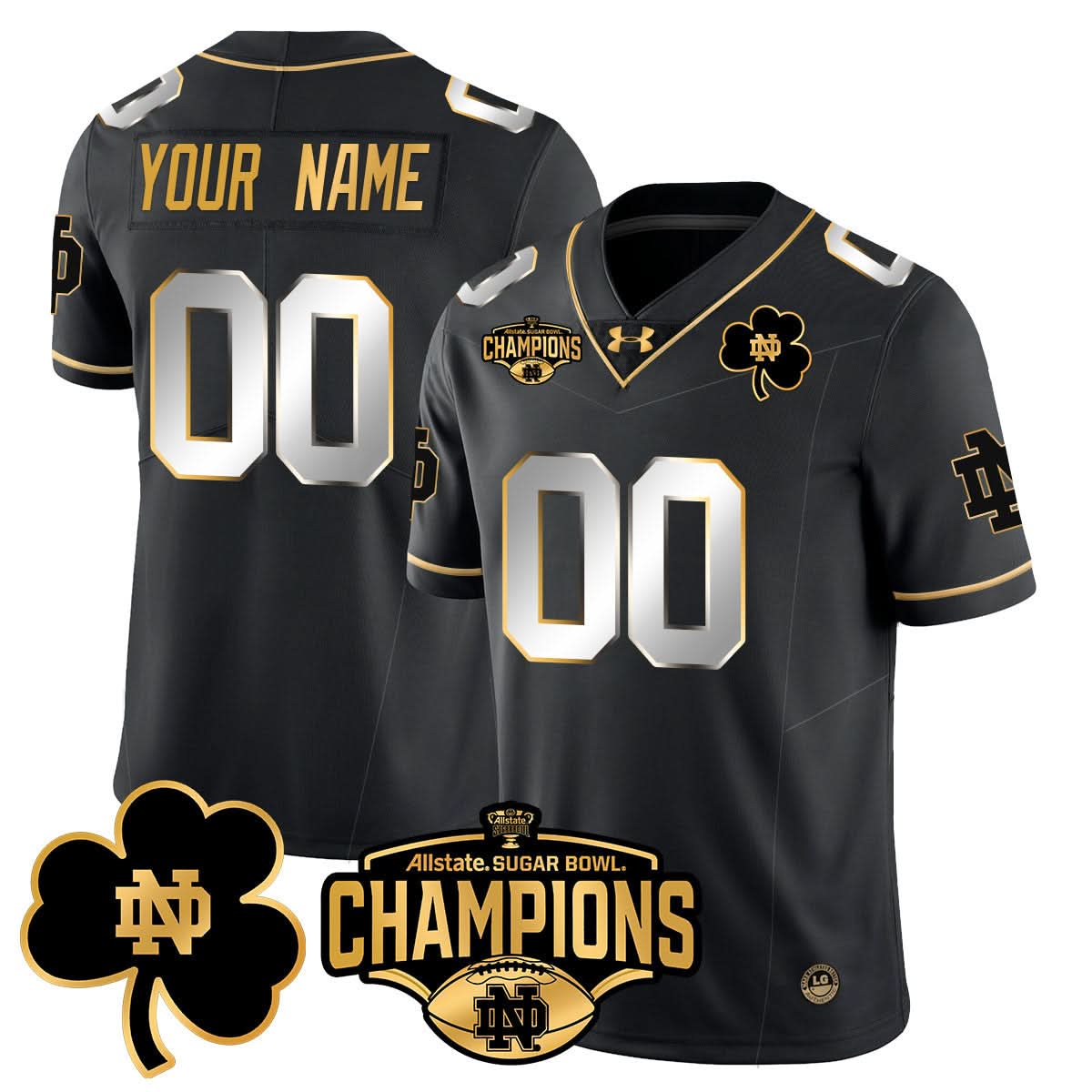 Custom NDFI 2025 Sugar Bowl Champions Gold Jersey