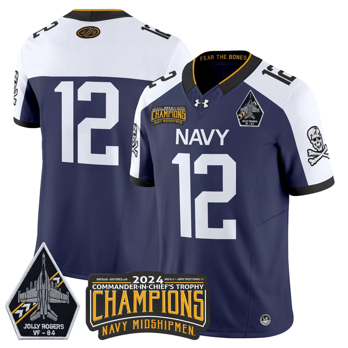 NM 2024 Jolly Rogers VF-84 & Commander-In-Chief's Trophy Champions Patch Vapor Limited Jersey