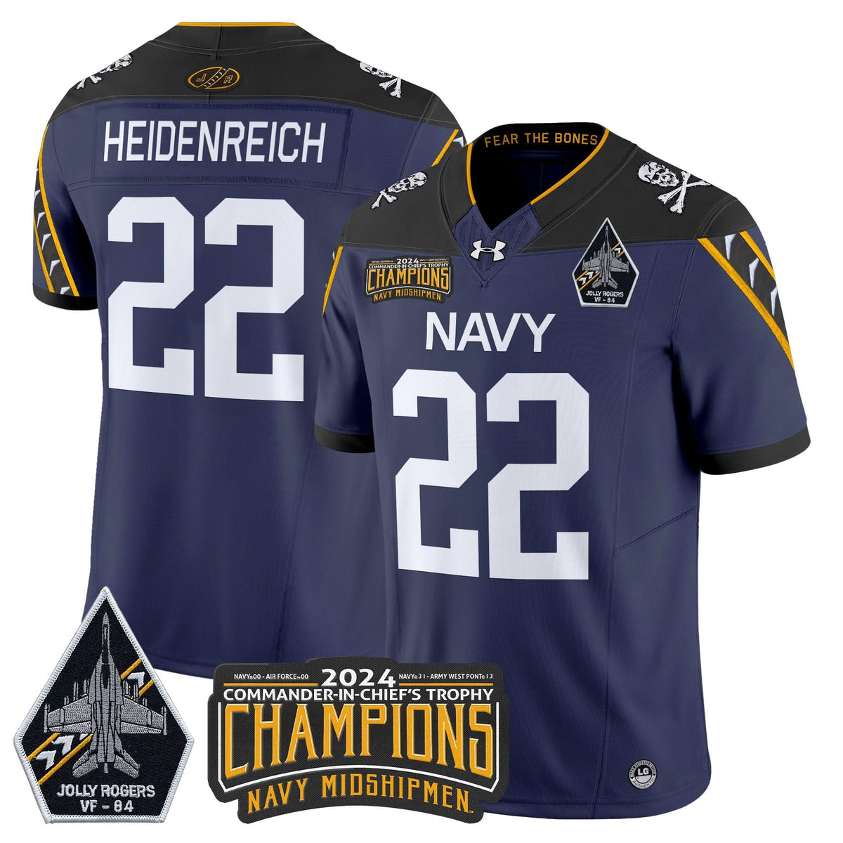 NM 2024 Jolly Rogers VF-84 & Commander-In-Chief's Trophy Champions Patch Vapor Limited Jersey
