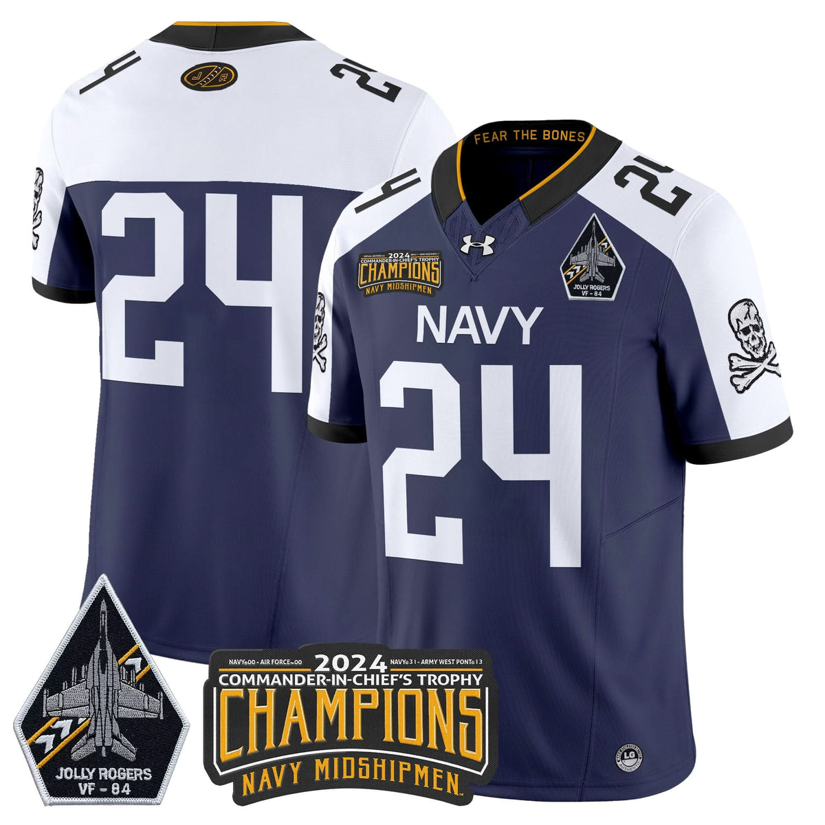 NM 2024 Jolly Rogers VF-84 & Commander-In-Chief's Trophy Champions Patch Vapor Limited Jersey