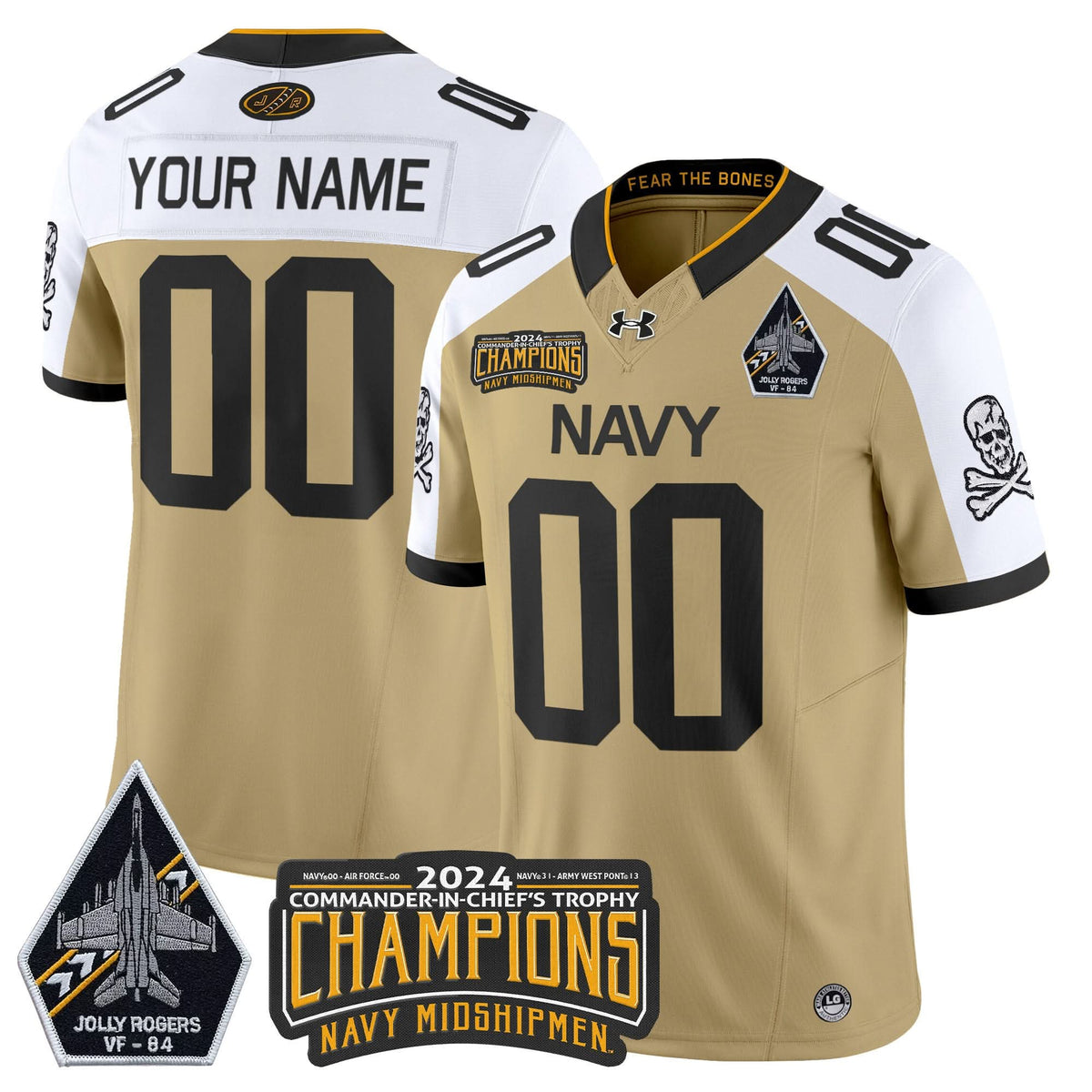 NM 2024 Jolly Rogers VF-84 & Commander-In-Chief's Trophy Champions Patch Vapor Limited Custom Jersey
