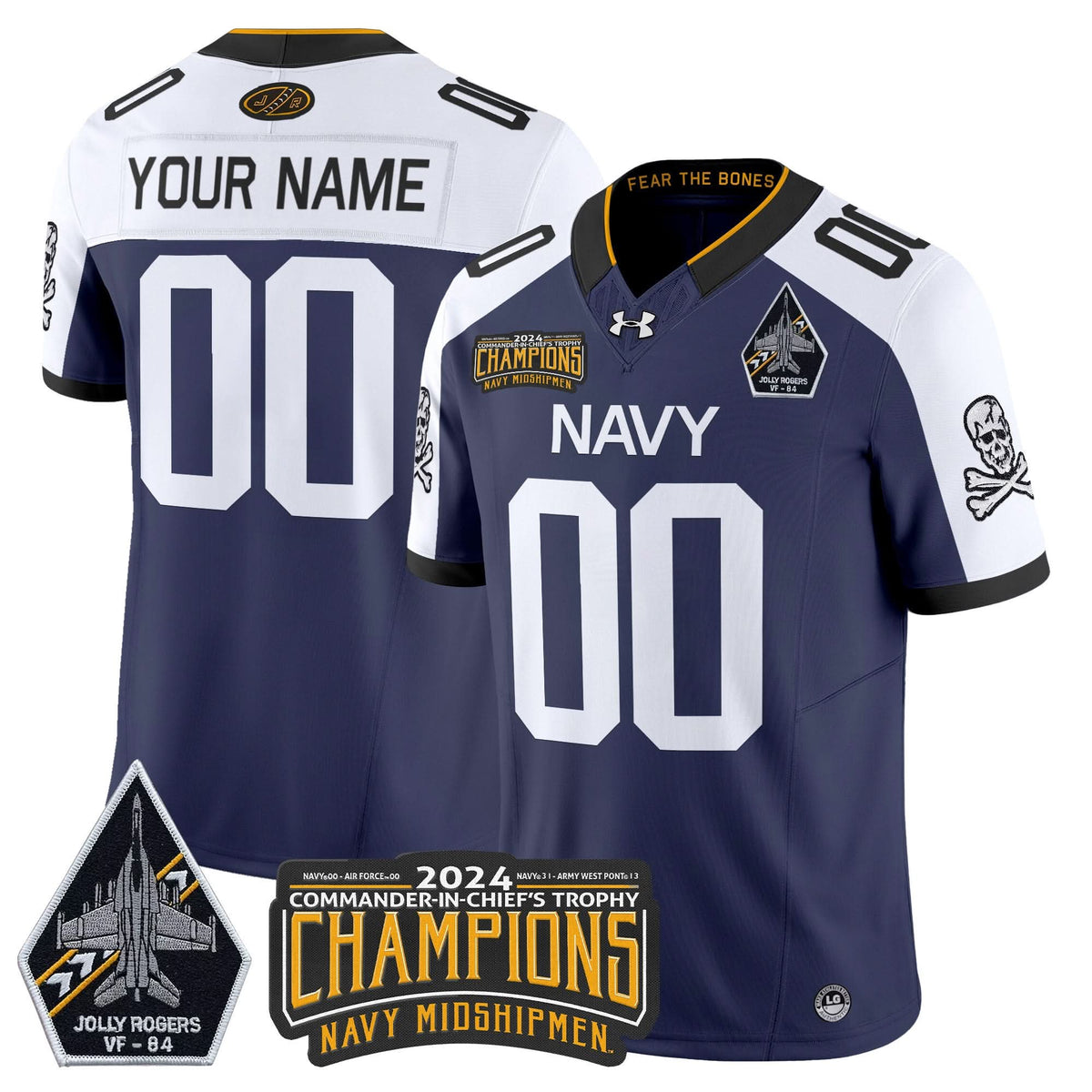 NM 2024 Jolly Rogers VF-84 & Commander-In-Chief's Trophy Champions Patch Vapor Limited Custom Jersey