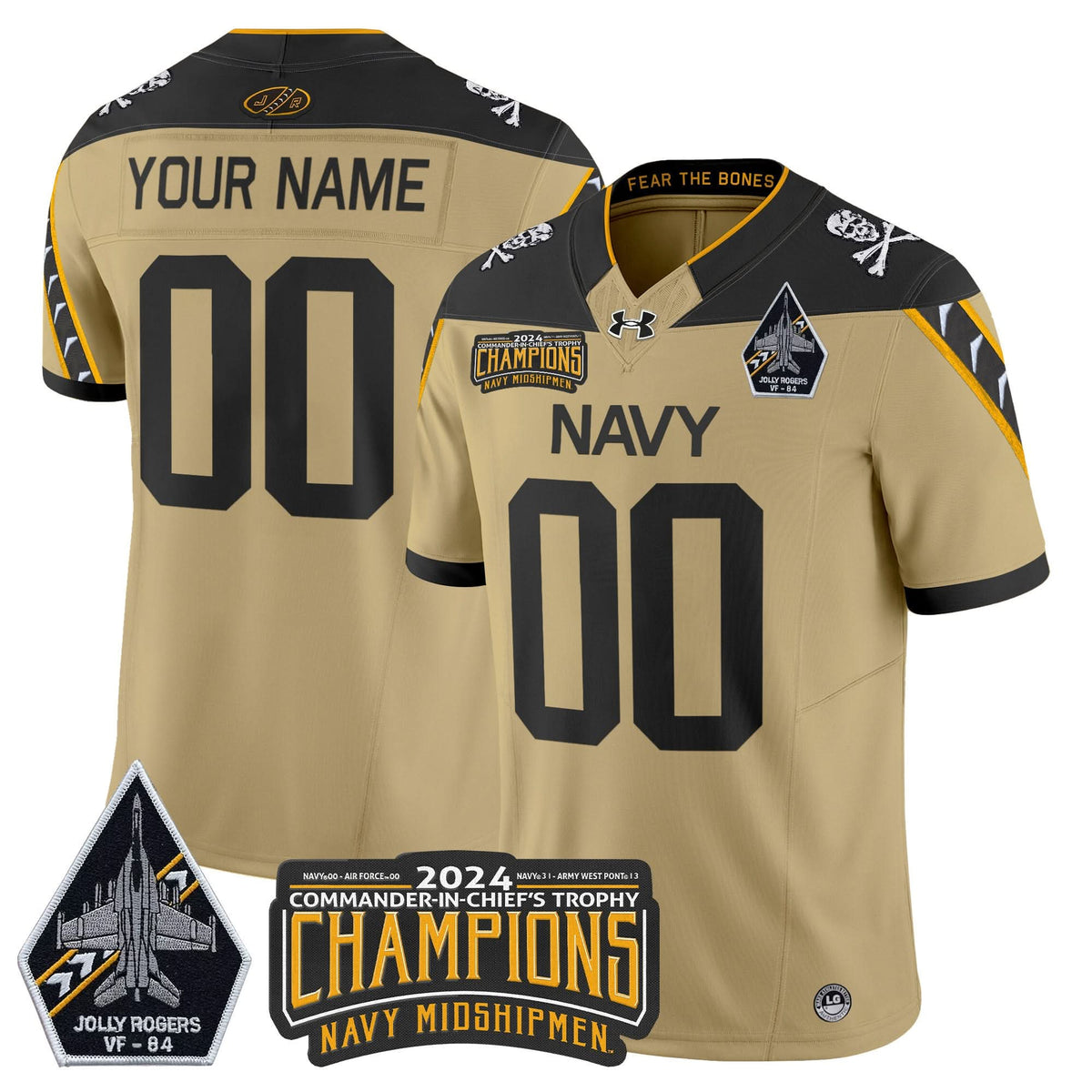 NM 2024 Jolly Rogers VF-84 & Commander-In-Chief's Trophy Champions Patch Vapor Limited Custom Jersey