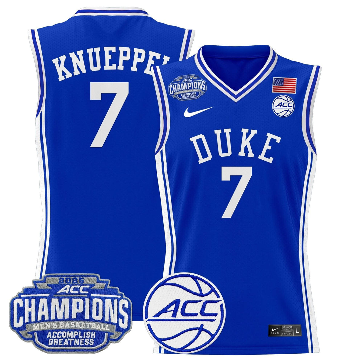 DUKE 2025 ACC Conference Tournament Champions Basketball Jersey - Stitched