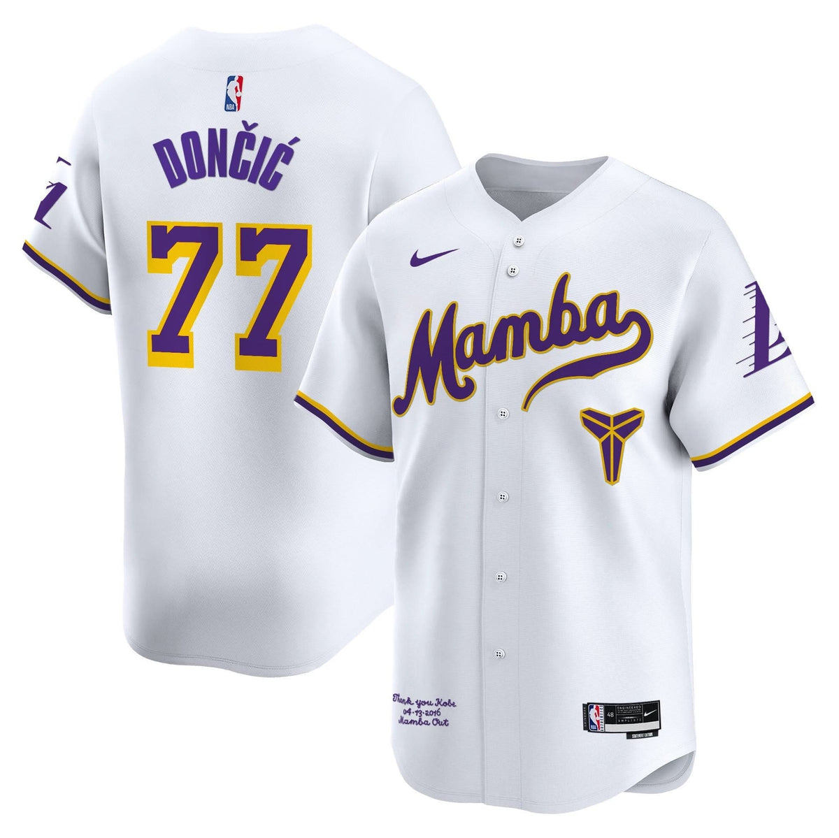 LAL Kobe Bryant Mamba Vapor Baseball Jersey - Stitched