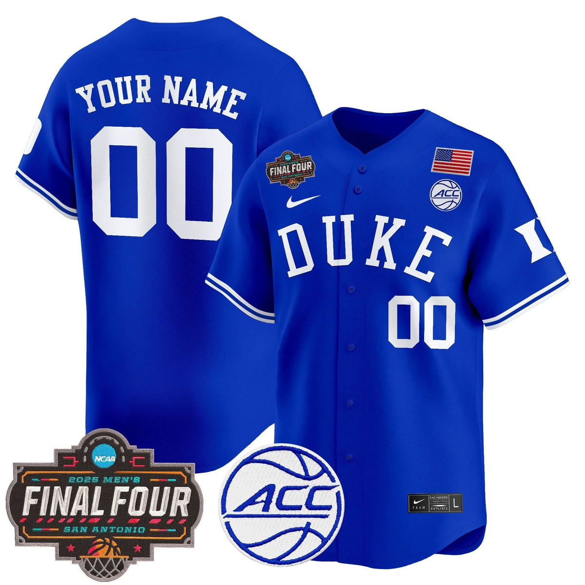 DUKE 2025 Final Four Patch Vapor Baseball Custom Jersey - Stitched
