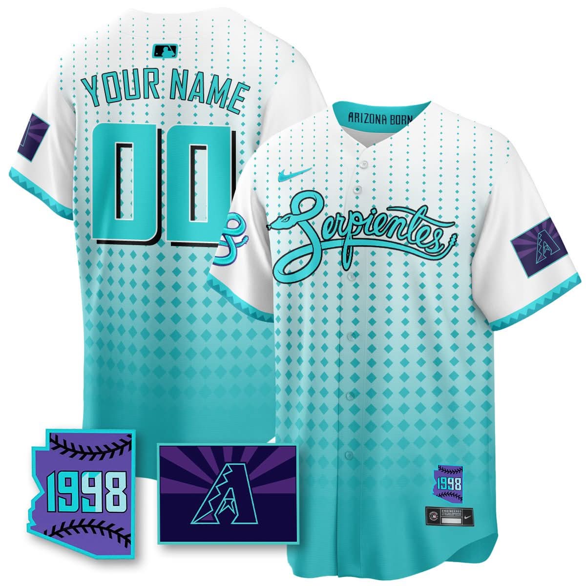 Custom Name/Gender AD Purple for Second “Serpientes” City Connect Jersey - Stitched