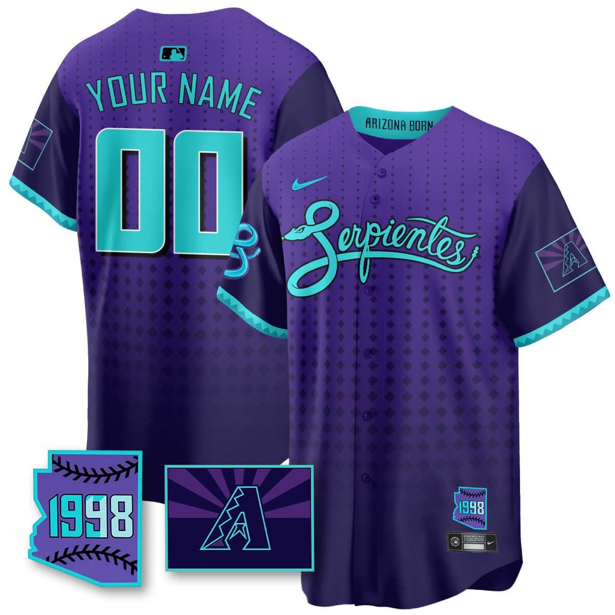 Custom Name/Gender AD Purple for Second “Serpientes” City Connect Jersey - Stitched
