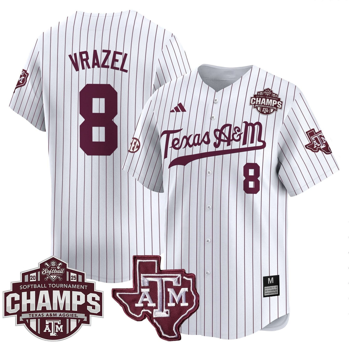 Aggies 2025 SEC Softball Conference Tournament Champions Patch Vapor Premier Limited Jersey - Stitched